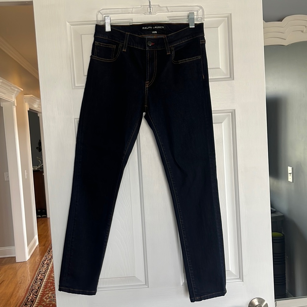 Ralph Lauren Collection Dark denim ankle jeans.
